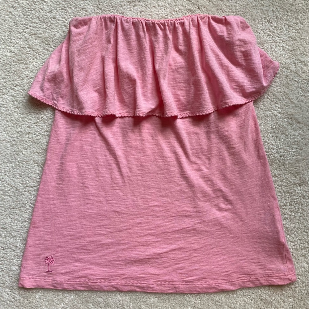 Lilly Pulitzer Strapless Ruffled Pink Top